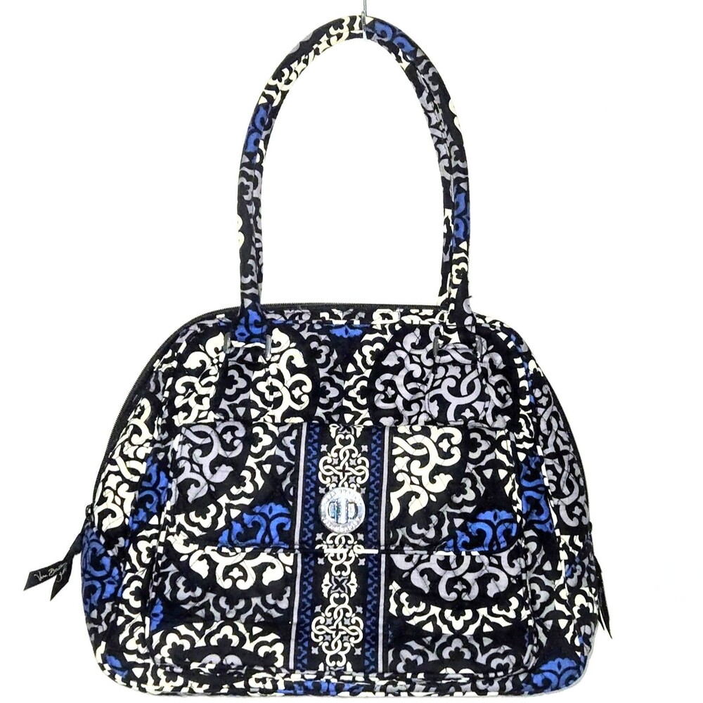 VERA BRADLEY Bag Canterberry Cobalt Dome Shoulder Straps Blue/Gray/Black NEW